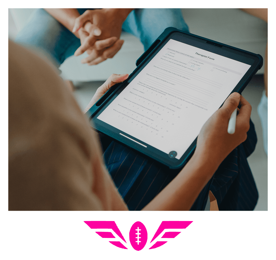 Digital form displayed on tablet screen